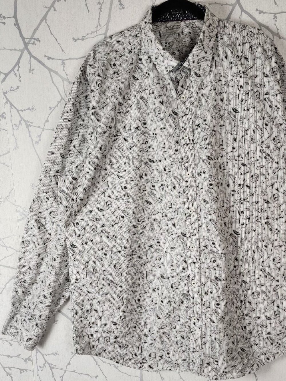 Bugatchi Vacation Novelty Print Cotton Button Front Shirt
